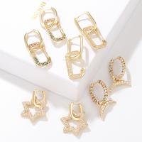 Cubic Zirconia Micro Pave Brass Earring, different styles for choice & micro pave cubic zirconia & for woman, nickel, lead & cadmium free, Sold By Pair