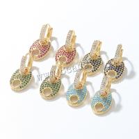 Cubic Zirconia Micro Pave Brass Earring, fashion jewelry & micro pave cubic zirconia & for woman, more colors for choice, nickel, lead & cadmium free, 25x15mm, Sold By Pair
