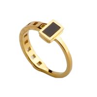 Stainless Steel Finger Ring 304 Stainless Steel with Acrylic plated fashion jewelry & for woman golden Sold By PC