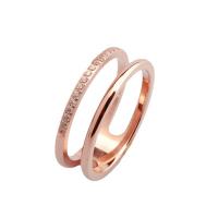 Couple Finger Rings Titanium Steel plated Unisex & with rhinestone rose gold color Sold By PC