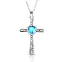 Titanium Steel Necklace, with 5cm extender chain, Cross, fashion jewelry & for woman & with rhinestone, more colors for choice, 24x36mm, Length:50 cm, Sold By PC