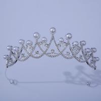 Bridal Tiaras Zinc Alloy with Plastic Pearl silver color plated for woman & with rhinestone nickel lead & cadmium free Inner Approx 145mm Sold By PC