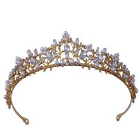 Krone, Zinklegierung, mit Kunststoff Perlen, plattiert, für Frau & mit Strass, keine, frei von Nickel, Blei & Kadmium, Innendurchmesser:ca. 155mm, verkauft von PC