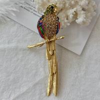 Zinc Alloy Brooches Bird plated fashion jewelry & with rhinestone golden nickel lead & cadmium free Sold By PC