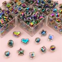 Belagte akryl perler, du kan DIY & forskellige design til valg, flere farver til valg, Hole:Ca. 3mm, 4pc'er/Bag, Solgt af Bag