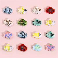 Porcelæn smykker perler, Fisk, du kan DIY, flere farver til valg, 12x15mm, 2pc'er/Bag, Solgt af Bag