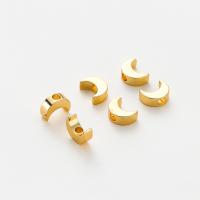 Brass Spacer Beads, Moon, real gold plated, DIY, more colors for choice, 2.50x5x7mm, Hole:Approx 1.8mm, Sold By PC