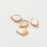 Brass Jewelry Pendants with White Shell Teardrop real gold plated DIY gold Approx 1.3mm Sold By PC