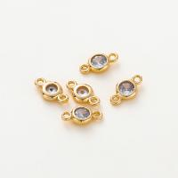 Brass Jewelry Connector, with Cubic Zirconia, 18K gold plated, DIY, gold, 5.50x10.50mm, Hole:Approx 1.3mm, Sold By PC