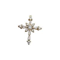 Cubic Zirconia Brass Pendants with Cubic Zirconia Cross KC gold color plated DIY Sold By PC