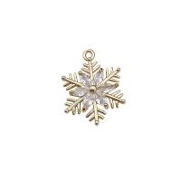 Cubic Zirconia Brass Pendants with Cubic Zirconia Snowflake KC gold color plated DIY Sold By PC