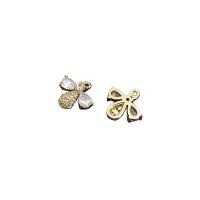 Cubic Zirconia Brass Pendants, with Cubic Zirconia, Bee, real gold plated, DIY, gold, 13x14mm, Sold By PC