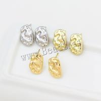 Brass Stud Earring, real gold plated, DIY, more colors for choice, 14x9mm, Sold By PC