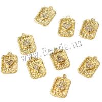 Cubic Zirconia Micro Pave Brass Pendant, real gold plated, DIY & different styles for choice & micro pave cubic zirconia, golden, 17x11mm, Sold By PC