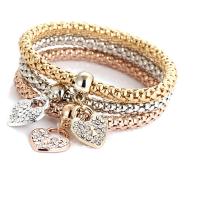Zinc Alloy Bracelet Set Heart plated lantern chain & with rhinestone nickel lead & cadmium free Length Approx 8.2 Inch Sold By Set