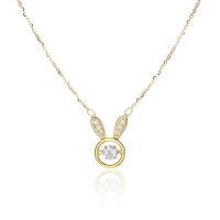 925 Sterling Silver Necklace with 2inch extender chain Rabbit plated oval chain & micro pave cubic zirconia & for woman Length Approx 15.7 Inch Sold By PC