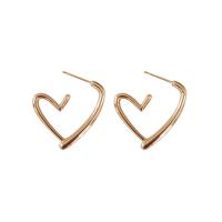 925 Sterling Silver Stud Earring, Heart, Plating champagne gold, fashion jewelry & for woman & hollow, 27x25mm, Sold By Pair