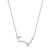 925 Sterling Silver Necklace, with 2inch extender chain, platinum plated, cross chain & micro pave cubic zirconia & for woman, 19.9x11.5mm, Length:Approx 15.7 Inch, Sold By PC