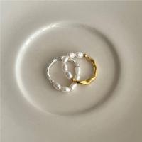Plata de ley 925 anillo, con Perlas cultivadas de agua dulce, chapado, Joyería & para mujer, más colores para la opción, tamaño:7, Vendido por UD