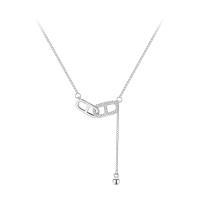 925 Sterling Silver Necklace, with 2inch extender chain, platinum plated, micro pave cubic zirconia & for woman & hollow, Length:Approx 15.7 Inch, Sold By PC
