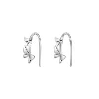 925 Sterling Silver Drop Earring, Butterfly, platinum plated, fashion jewelry & for woman, 7.40x11.80mm, Sold By Pair
