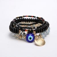 Evil Eye Jewelry Bracelet, Lampwork, with Seedbead & Tibetan Style, 4 pieces & fashion jewelry & for woman, more colors for choice, Length:Approx 18 cm, Sold By Set