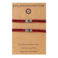 Bracelet Evil Eye bijoux, cordon de polyester, avec résine, 2 pièces & Réglable & bijoux de mode & unisexe, plus de couleurs à choisir, Longueur:Environ 16-30 cm, Vendu par fixé