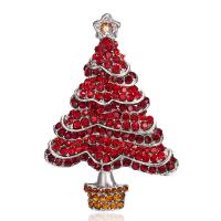 Zinc Alloy Brooches Christmas Tree Christmas Design & Unisex & with rhinestone nickel lead & cadmium free Sold By PC
