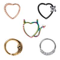Nerezová ocel Nose Piercing šperky, 304 Stainless Steel, multifunkční & unisex & různé styly pro výběr & micro vydláždit kubické zirkony, více barev na výběr, Prodáno By PC