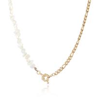 Stainless Steel smycken halsband, 304 rostfritt stål, med Shell Pearl, mode smycken & för kvinna, två olikfärgade, Längd 46.5 cm, Säljs av PC