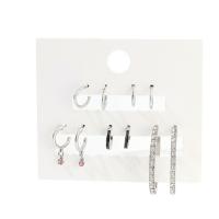 Zinc Alloy Drop Earrings silver color plated 5 pieces & fashion jewelry & for woman & enamel & with rhinestone two different colored Sold By Set