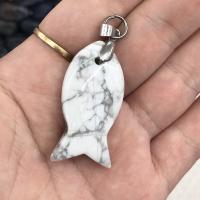 Gemstone Pendants Jewelry Natural Stone Fish polished DIY Sold By PC
