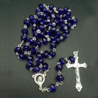 Rosary Necklace Crystal with Zinc Alloy Cross silver color plated fashion jewelry & Unisex Length Approx 72 cm Sold By PC
