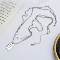 Sweater Chain Necklace 925 Sterling Silver with 1.97inch extender chain Antique finish Double Layer & fashion jewelry & for woman nickel lead & cadmium free Length Approx 20.47 Inch Approx 15.75 Inch Sold By PC
