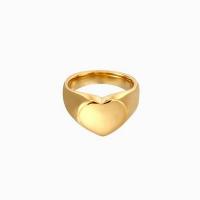 Anel de dedo de aço inoxidável, Aço inoxidável 316L, Coração, 18K banhado a ouro, joias de moda & tamanho diferente para a escolha & para mulher, dourado, vendido por PC