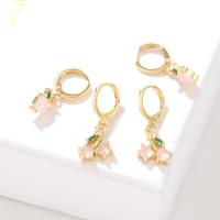 Cubic Zirconia Micro Pave Brass Earring & micro pave cubic zirconia & for woman nickel lead & cadmium free Sold By Pair