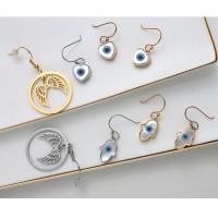 Evil Eye Earrings 304 Stainless Steel with Shell fashion jewelry & for woman Sold By Pair