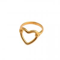 Палец кольцо из нержавеющей стали, Нержавеющая сталь 304, Сердце, 18K позолоченный, ювелирные изделия моды & разный размер для выбора & Женский, Золотой, продается PC