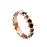 Titanium Steel Finger Ring, plated, different size for choice & for woman & enamel, rose gold color, Sold By PC