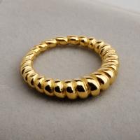 Titanium Steel Finger Ring 18K gold plated fashion jewelry & for woman golden Sold By PC