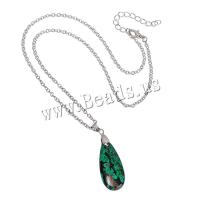 Natural Gemstone Necklace Impression Jasper with Zinc Alloy with 7cm extender chain Teardrop fashion jewelry & for woman Length 44 cm Sold By PC