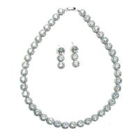Zinc Alloy Jewelry Sets earring & necklace platinum color plated micro pave cubic zirconia & for woman nickel lead & cadmium free Length 42 cm Sold By Set
