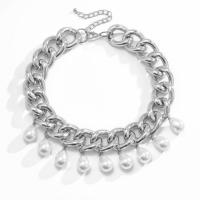 Mode Halskette, Aluminium, mit Kunststoff Perlen, mit Verlängerungskettchen von 10cm, plattiert, Modeschmuck & für Frau, keine, frei von Nickel, Blei & Kadmium, Länge 35 cm, verkauft von PC