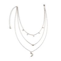 Multi Layer Necklace Zinc Alloy with 10cm extender chain Moon plated three layers & fashion jewelry & for woman nickel lead & cadmium free Length 32 cm 40 cm 48 cm Sold By PC