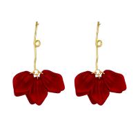Tibetan Style Drop Earrings, with Acrylic, petals, stoving varnish, fashion jewelry & for woman, more colors for choice, 33x64mm, Sold By Pair