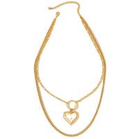 Multi Layer Necklace Zinc Alloy Heart gold color plated Double Layer & fashion jewelry & for woman Length Approx 44 cm Sold By PC