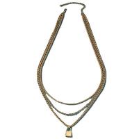 Collar de cadena de aleación de Sweater Zinc, aleación de zinc, con 7CM extender cadena, Cierradura, chapado en color dorado, tres capas & Joyería & para hombre, longitud aproximado 58 cm, Vendido por UD