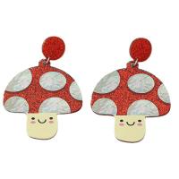 Zinc Alloy Drop Earrings with Acrylic mushroom gold color plated fashion jewelry & for woman red Sold By Pair