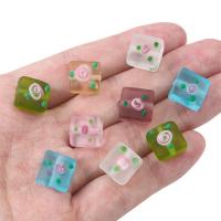 Lampwork Beads, Square, DIY, more colors for choice, 12x12mm, Hole:Approx 2mm, 2PCs/Bag, Sold By Bag