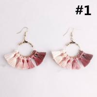 Earring Jewelry, Cotton Cord, plated, fashion jewelry & for woman, mixed colors, nickel, lead & cadmium free, 75x75mm, Sold By Pair
